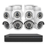 10 Channel 4K 24/7 PoE Security Camera System, 8MP Pan-Tilt Turret & Bullet IP Cameras, AI Human/Vehicle Detection, Two-Way Audio